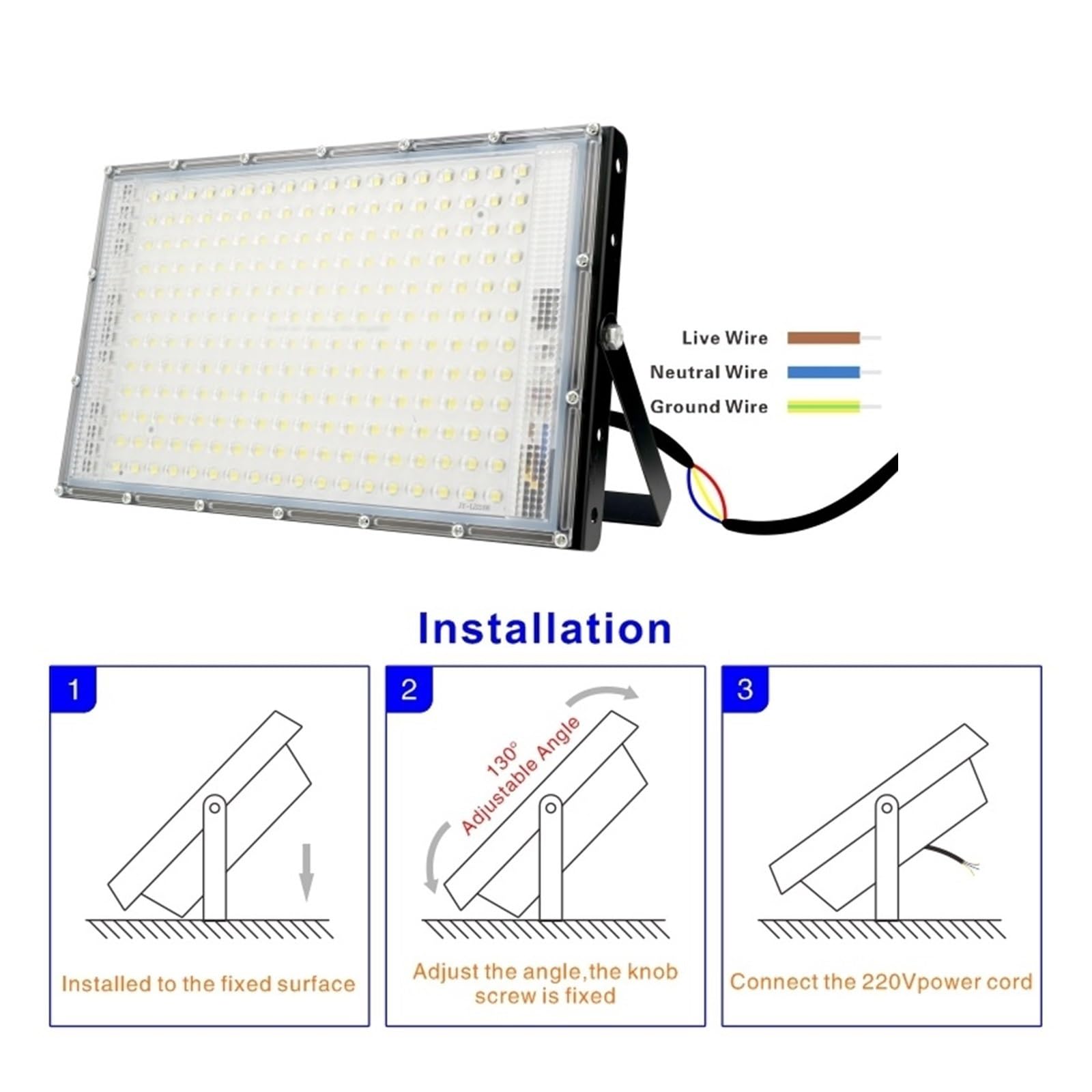 1/2/3 Uds 200W Reflector Led Luz De Inundación De Jardín Al Aire Libre Ip65 Foco Impermeable Focos LED Reflector Lámpara De Pared De Calle Focos LED(2 PCS)
