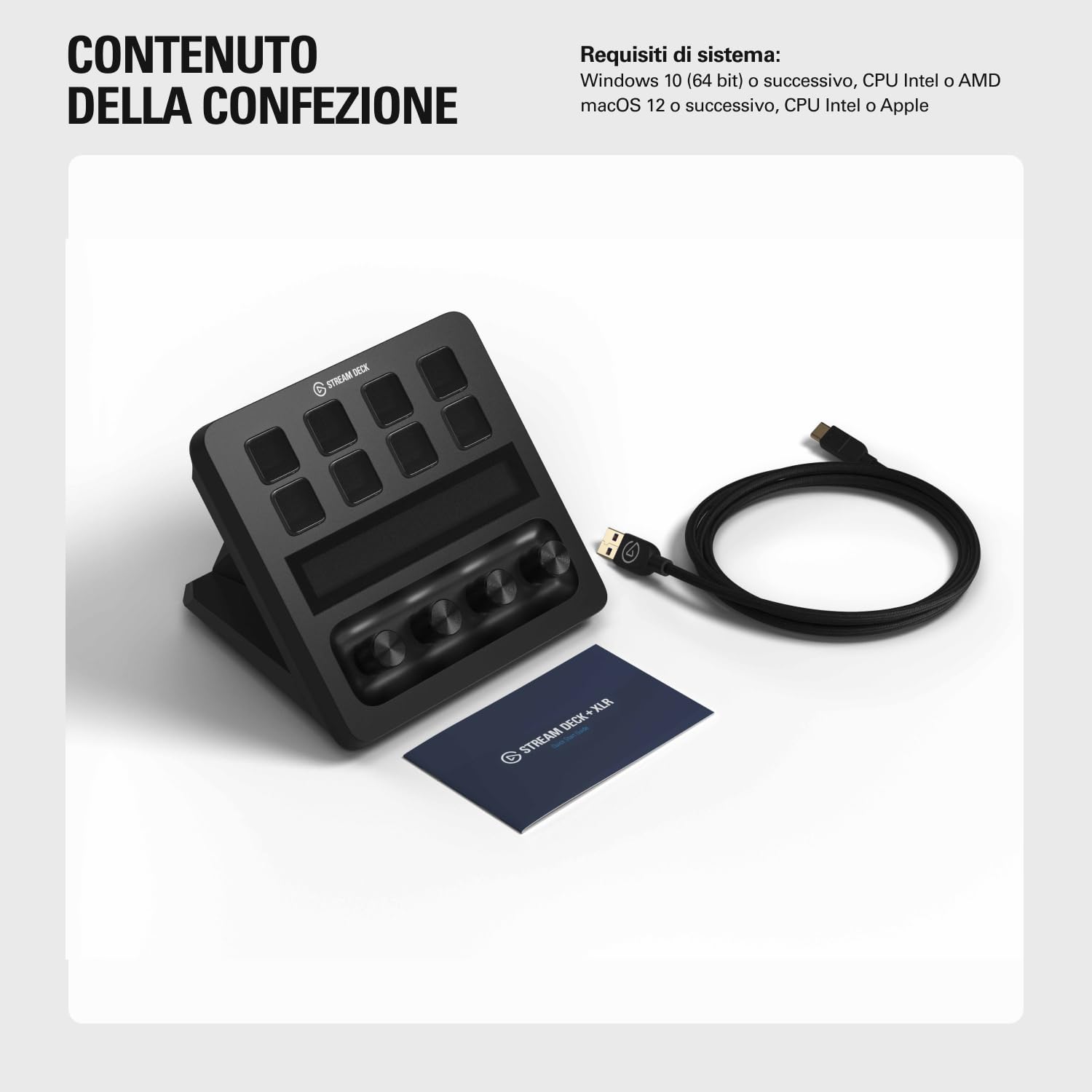 Elgato Stream Deck: Controller Audio e Interfaccia XLR-a-USB per Microfono, Compatibile con Ogni Microfono XLR per Podcasting e Streaming, Manopole e Tasti LCD, PC/Mac