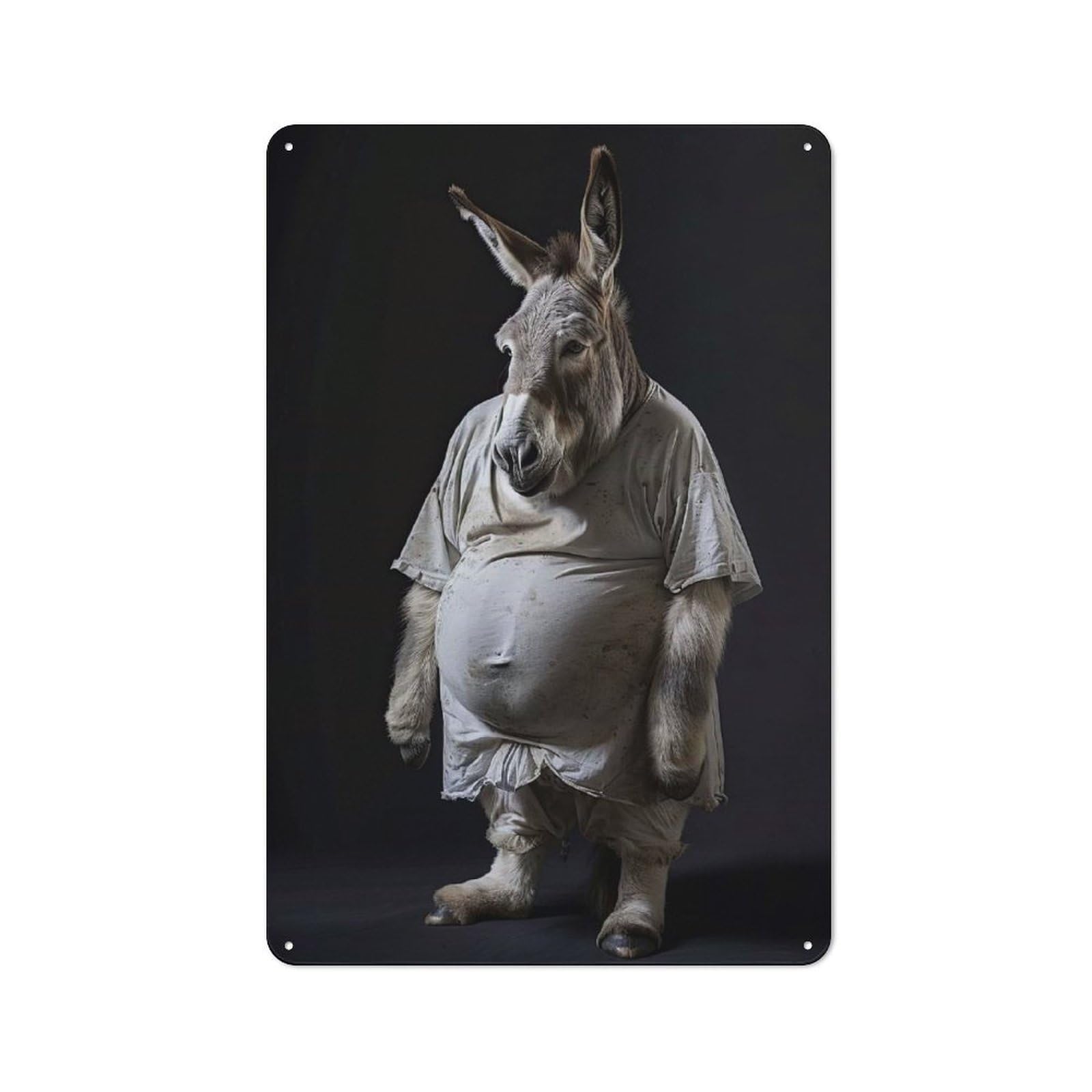 Junmoney Style-21 Tin Wall Plaque 30X20cm With Donkey Fat For Studio Or Craft Room, Suited To Studio Decor Lovers