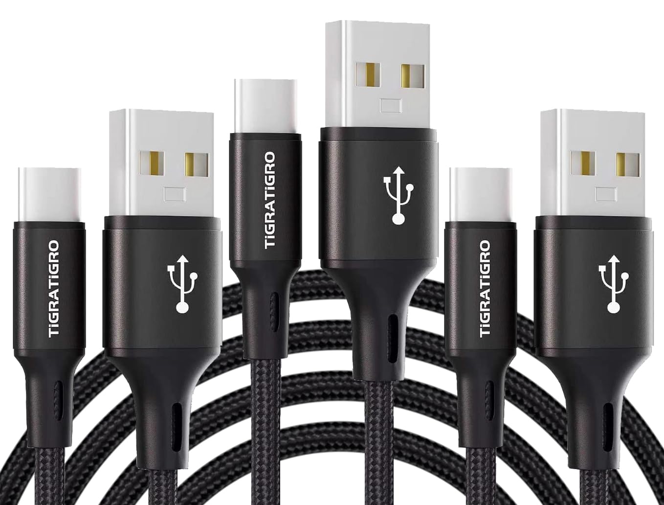 tigratigro Cavo USB C, [3Pezzi 3Metri] Cavo USB Type C QC 2.0 Nylon Ricarica Rapida per iPhone 16/15,iPad Pro Air,Samsung,Redmi,Huawei,Xiaomi,Google,Pixel, PS5, Drone, ecc