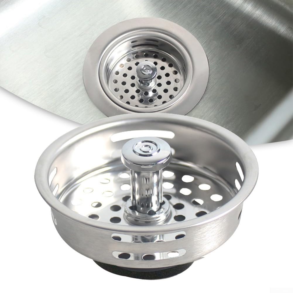2 Tappi Di Scarico Universali Per Lavello E Vasca Da Bagno | Diametro 42-45 Mm Con Catena In Acciaio Da 45 Cm | Antiodore E A Tenuta Stagna