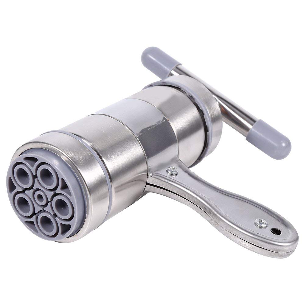Máquina para Hacer Pasta, Máquina para Hacer Pasta, Prensa para Pasta, Prensa Manual para Pasta de Acero Inoxidable con 5 Cabezales de Molde para Fettuccine Fresco, Espagueti,