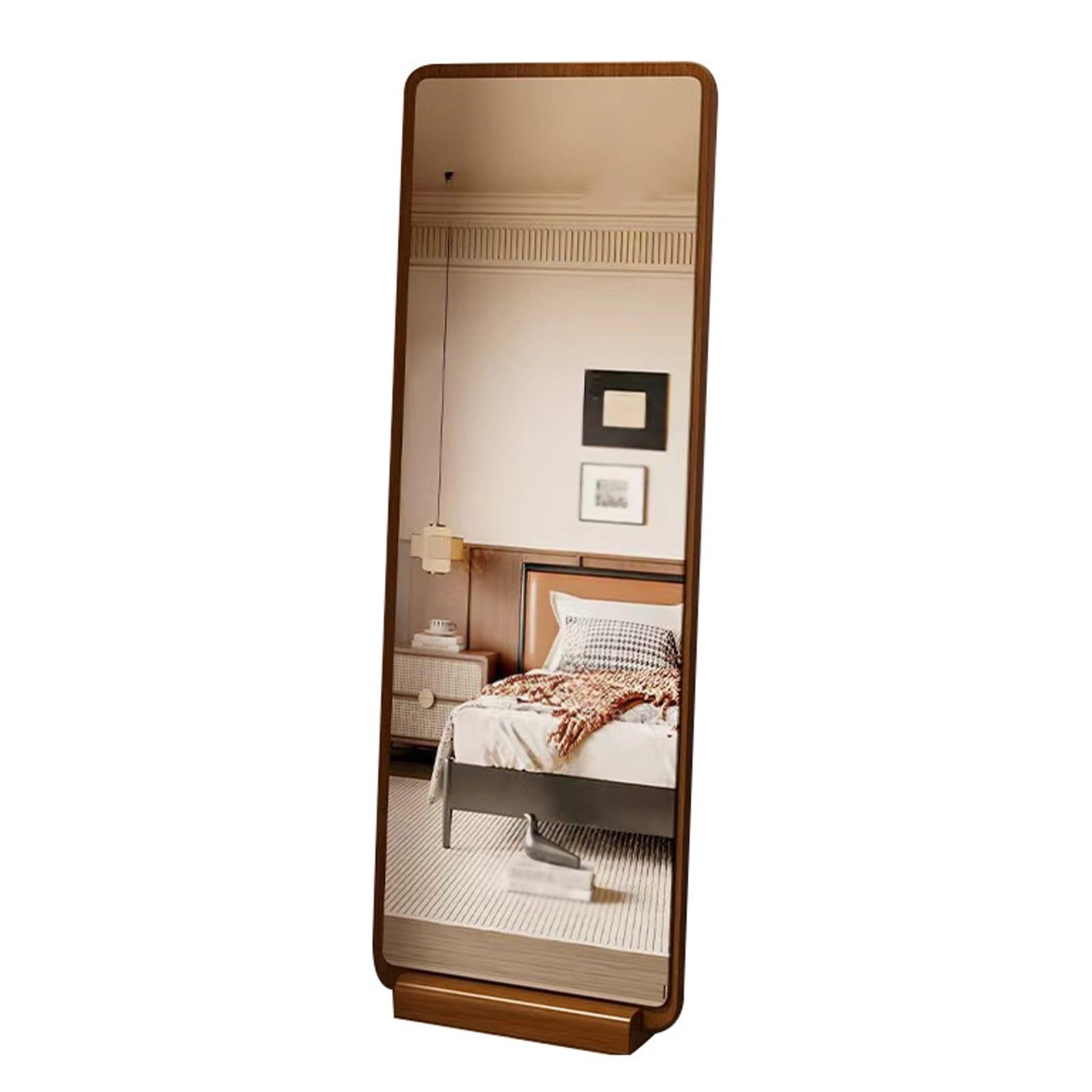 FGXHHS Mirror Shaving Mirrors Wall Wood Framed Vintage Vertically Only for Entryway Bathroom Living Room(Walnut,160x60 cm)