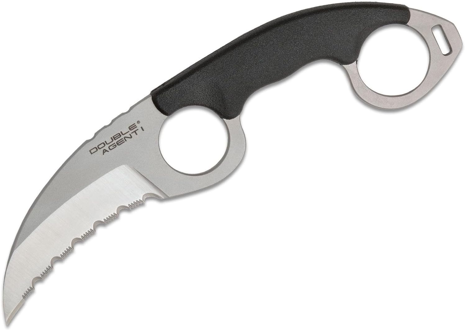 COLD STEEL Double Agent Durable Lightweight Japanese AUS8A Steel Karambit Shape 3" Fixed Blade Tactical Outdoor Hunting Knife, Kray-Ex Handle, Secure-Ex Sheath