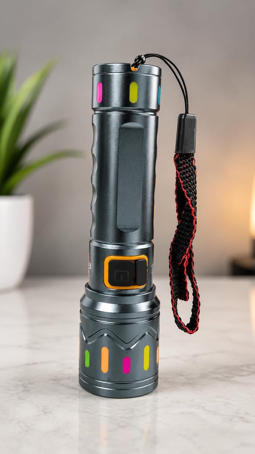 HOME EASE Rechargeable LED Flashlight, High Power Torch Light with Digital Battery Display, USB Rechargeable, Long Range Bright LED Torch, Portable Emergency Flashlight for Camping, Hiking & Outdoor-image-47
