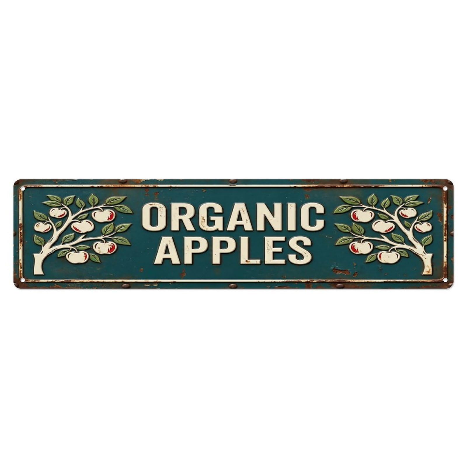 ORGANIC APPLES Vintage Orchard Rustic Farmhouse Metal Tin Sign
