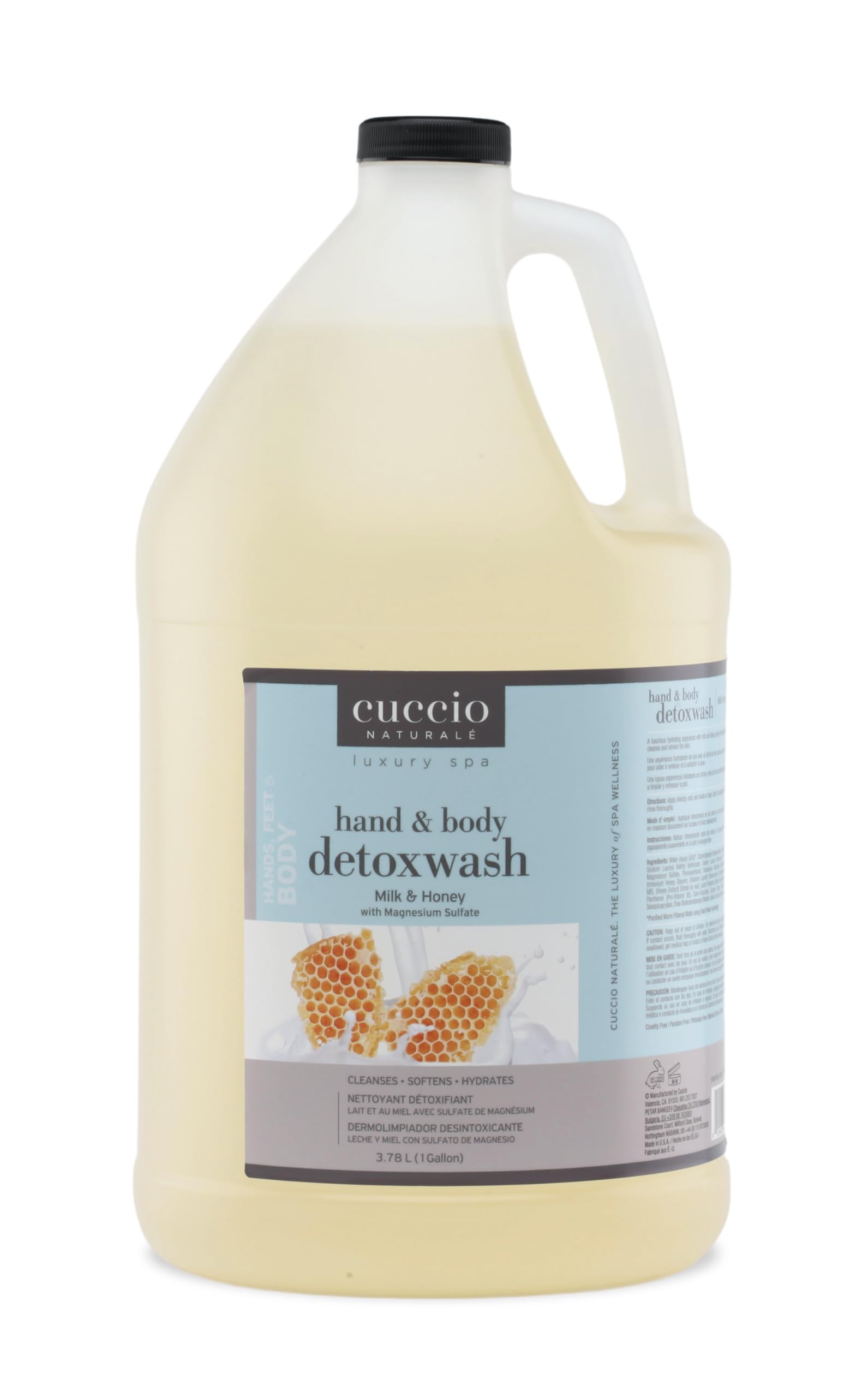 Cuccio Naturale Milk Honey Hand Body Detox Wash 1 Gallon 128 oz Spa Size Professional Cleanser Soothing Hydrating
