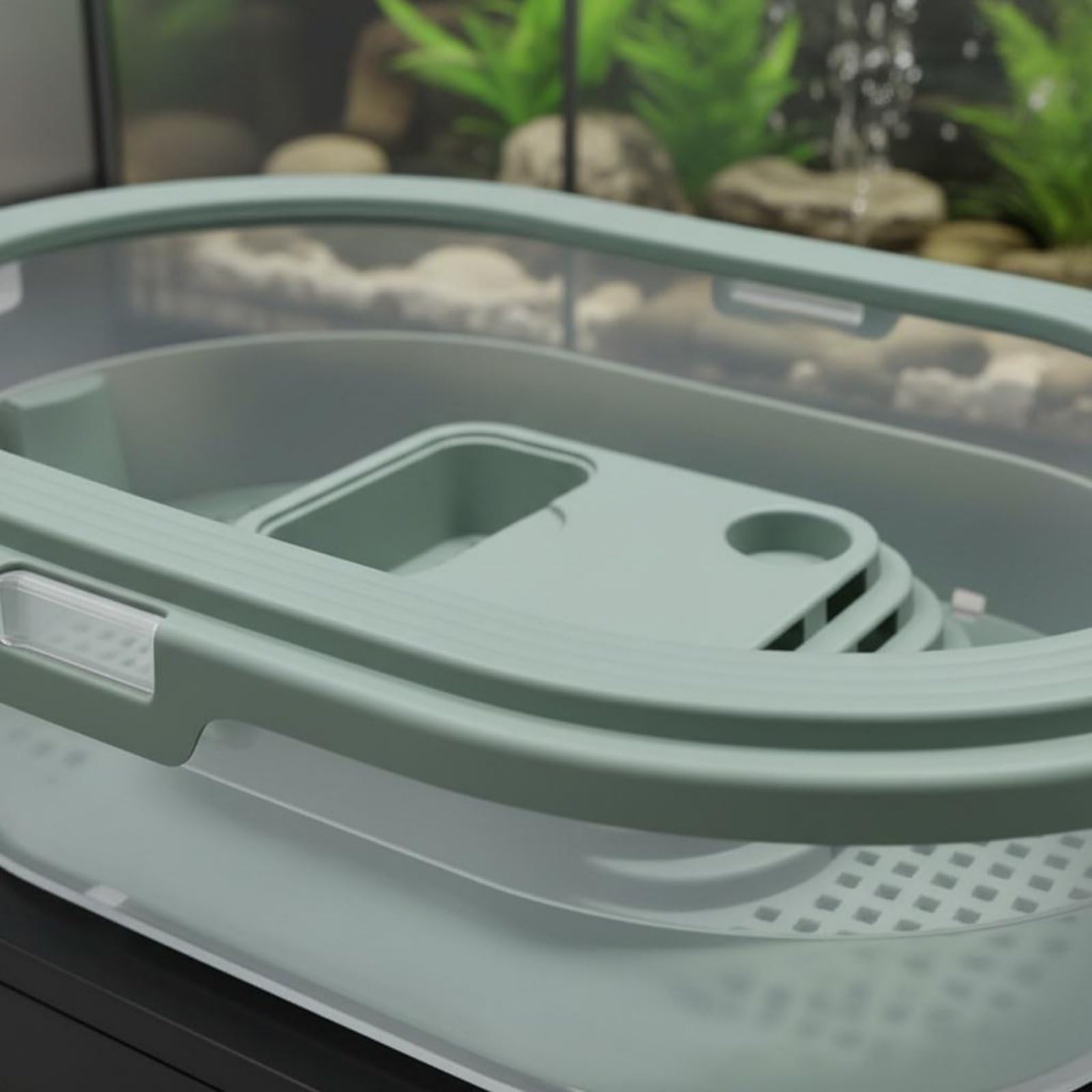 Hábitat para Reptiles con Tanque Acuario para Tortugas Caja de Cría y de Diseño Transparente de Plástico Apto para el Cuidado de Mascotas Acuáticas en el Hogar, XL XL