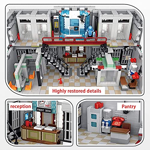 Arkham Asylum Modellbausatz, 4-stöckiges groß Modular Gebäude mit LED Beleuchtungsset, 7500 Teile Klemmbausteine Set… – Bild 5
