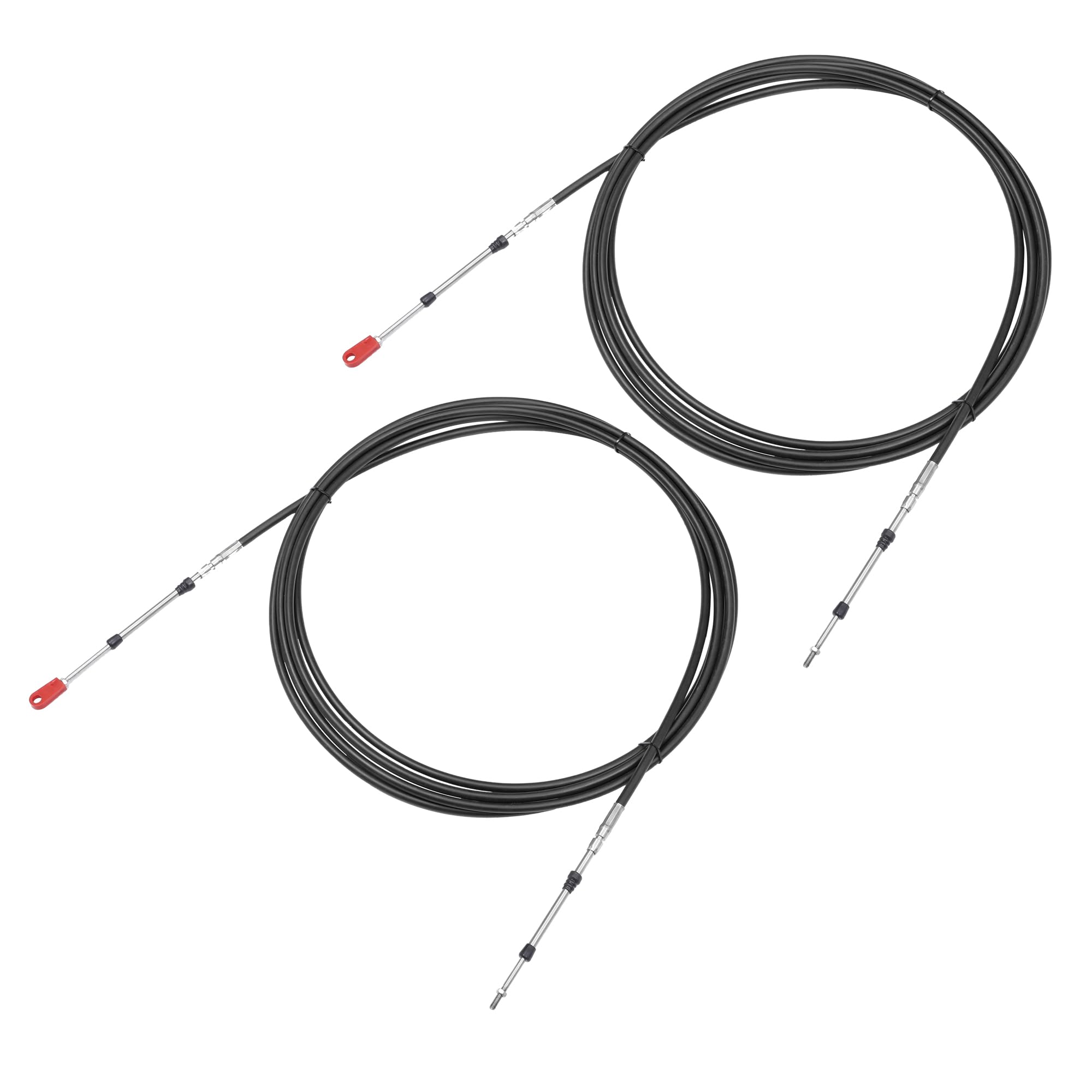 uxcell 2pcs 20ft Marine Throttle Shift Control Box Cable w/Clevis Black