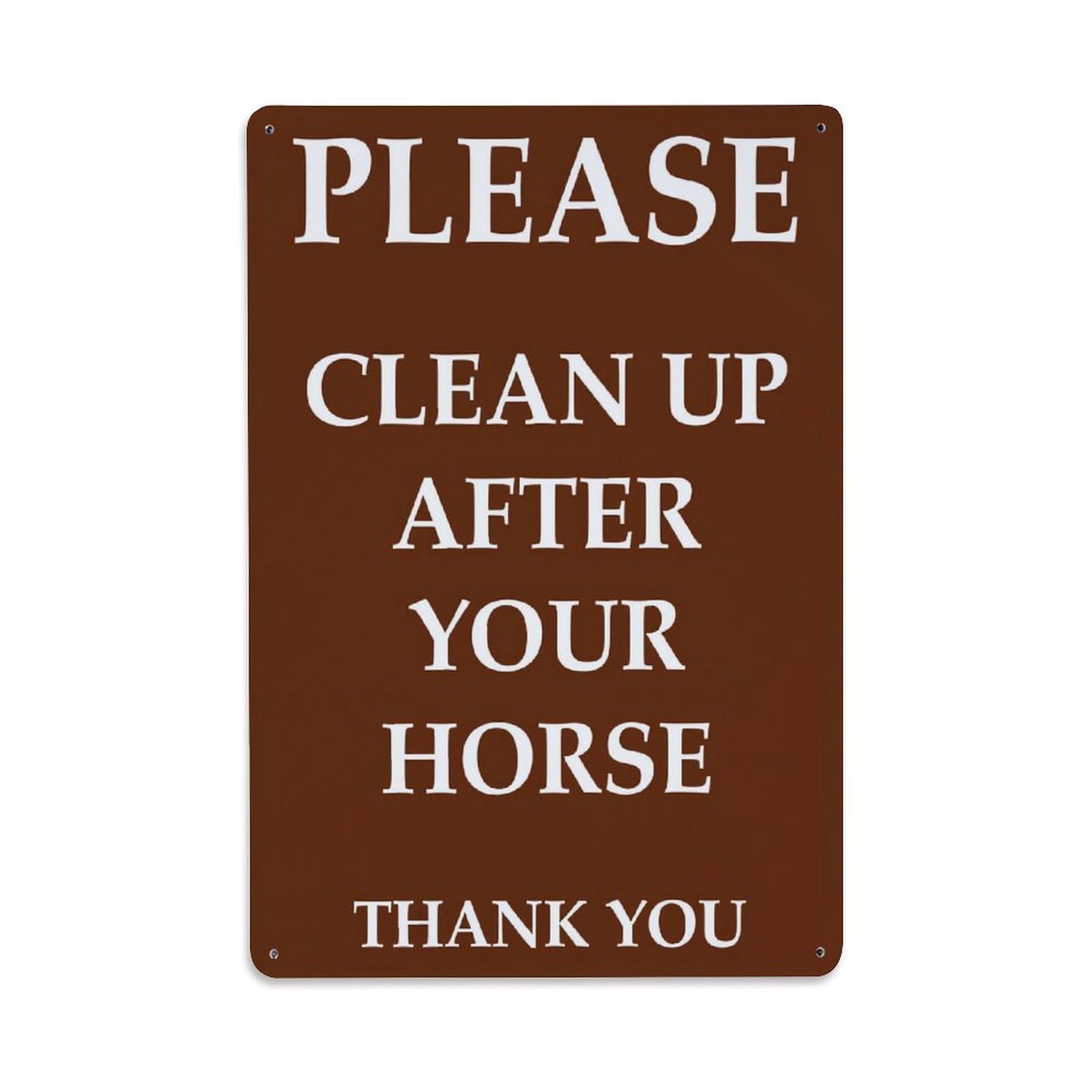 Lzwbntey Vintage Please Clean Up After Your Horse Thank You Metal Tin Sign Retro Wall Decor For Home Bar Garage Cafe, Indoor & Outdoor Decorative Metal Poster, 8X12 Inch