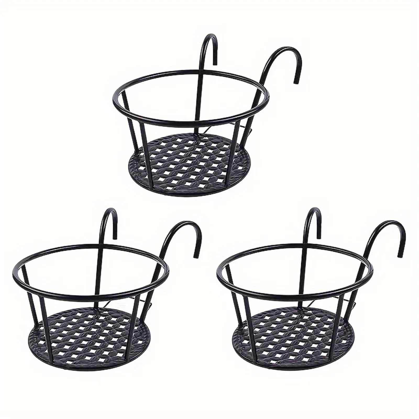 RTBVGHJIK 3pcs Iron Art Hanging Flower Pots With Hooks, Metal Plant Planting Basket, Detachable, For Balcony for Outdoor Plants