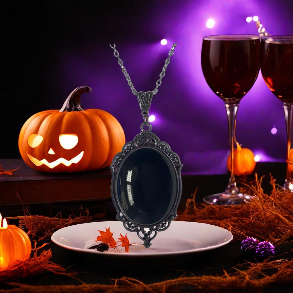 MIFYNN Gothic Stardust Crystal Cameo Necklace Red Purple Crystal Pendant Necklace Vintage Satan Demon Halloween Jewelry for Women - Image 3