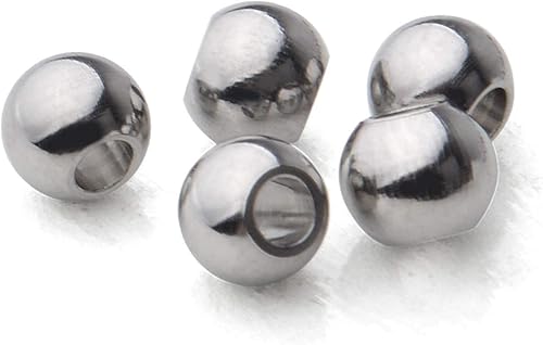 Miniatura 5 de 200 cuentas espaciadoras sueltas, de acero inoxidable de 0.157 pulgadas, redondas, sin costuras, espaciador liso para collares, pulseras,