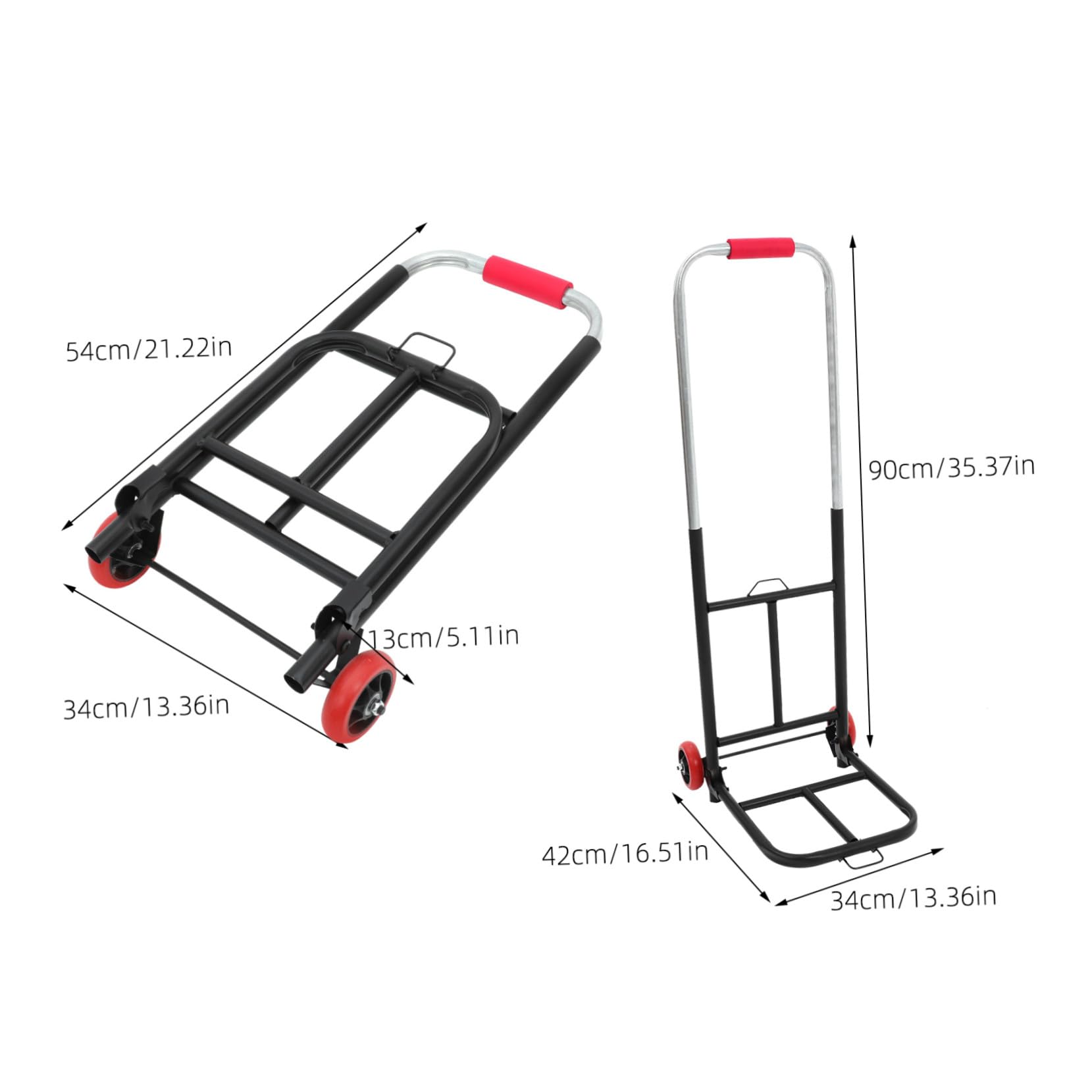 Carrello Pieghevole Portavaligie Nero in Ferro e Pu 35 Kg | Manico Regolabile, Uso Versatile per Spostamenti e Acquisti, Ruote in Pu, Formato Medio