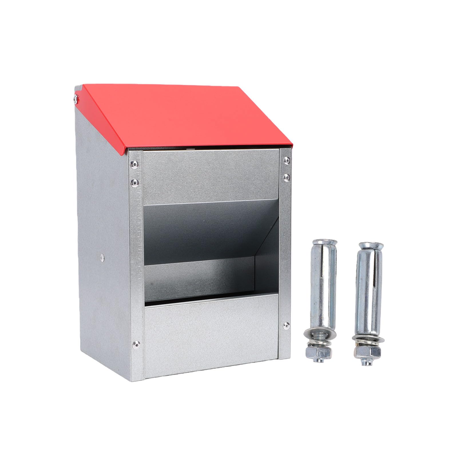 Naroote Comedero para Pollos Galvanizado para Cocina Al Aire Libre, Capacidad de 10 Libras |Comedero para Aves de Corral Resistente a la Intemperie, Montaje en Pared, sin Desperdicio, Galvanizado y