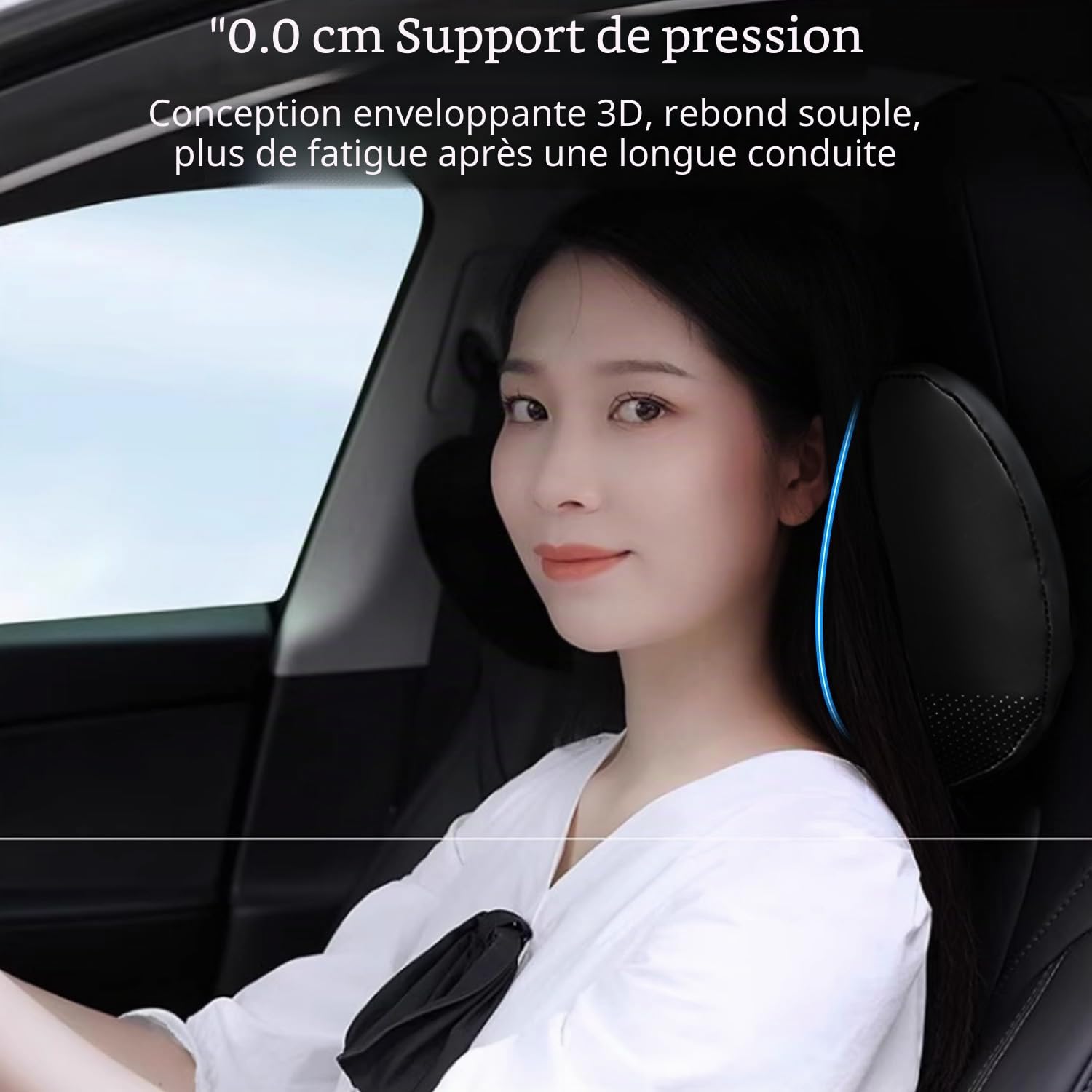 TOPABYTE Oreiller Appuie-tête de Voiture en Cuir Nappa Véritable Coussin de Soutien du Cou pour Accessoires de Siège Coussin Appuie-Tête pour la Conduite et Les Voyages, 2 PC, Noir