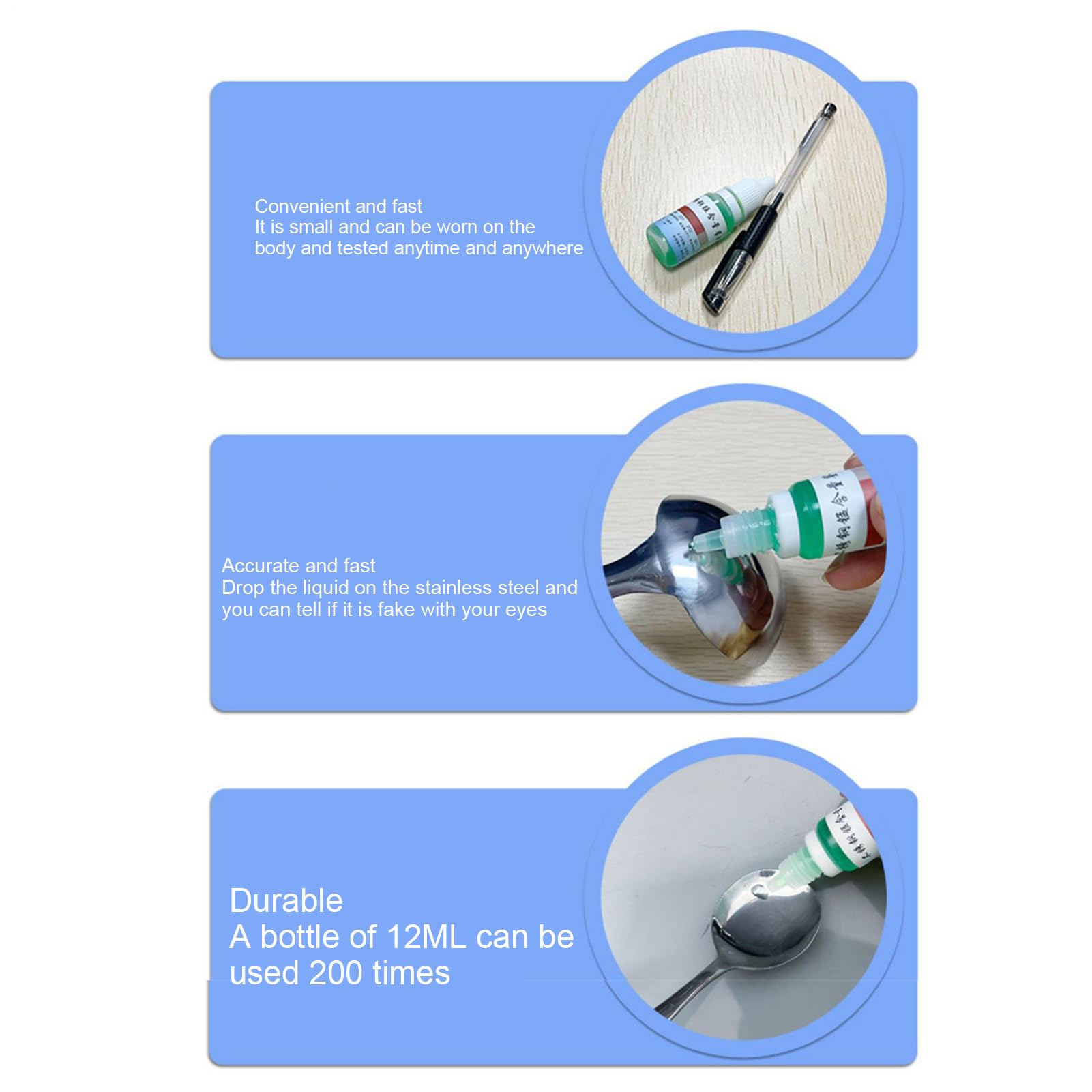 Edelstahl 304 Testflüssigkeit 12 Ml – Edelstahl Prüfflüssigkeit Zur Materialprüfung | Identifikation Von Edelstahlqualität Für Küchenutensilien, Sanitärartikel & Metallprodukte | Ca. 200 Tests