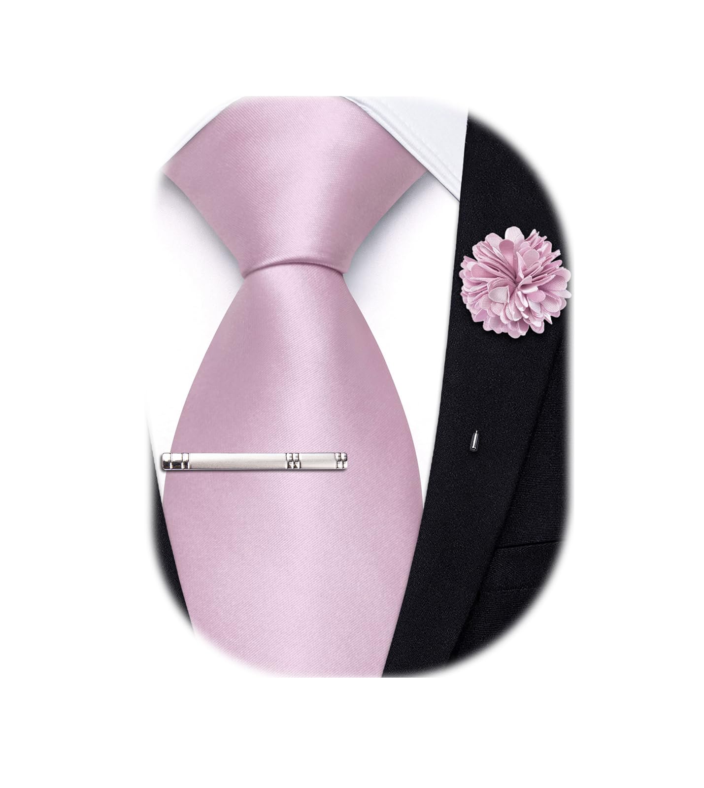 Hi-Tie Pretied Boys Ties Solid Color Kids Adjustable Necktie Lapel Pin Clip Set Age 8-12 Wedding School Graduation
