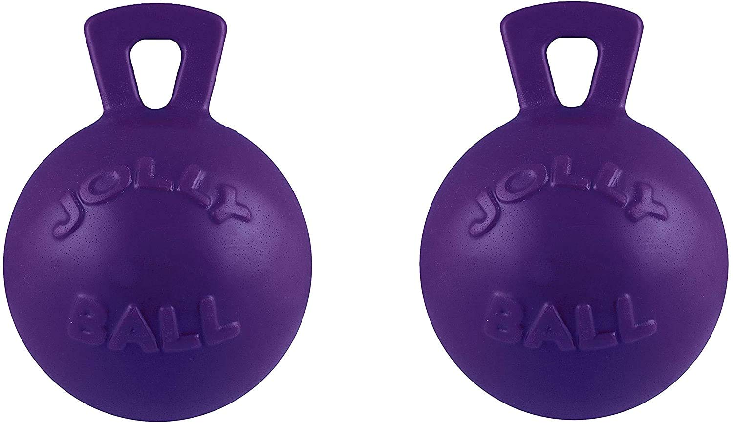 Jolly Pets 2 Pack of Tug-n-Toss, 8 inch, Heavy Duty Chew Ball with Handle, Purple