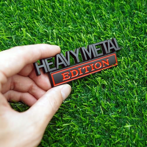Image of Pair Set Heavy Metal Edition Emblem 3D Fender Badge Decal Sticker Nameplate for Universal Vehicle, Car, Truck, SUV Motorcycle Accessories (Black Red)