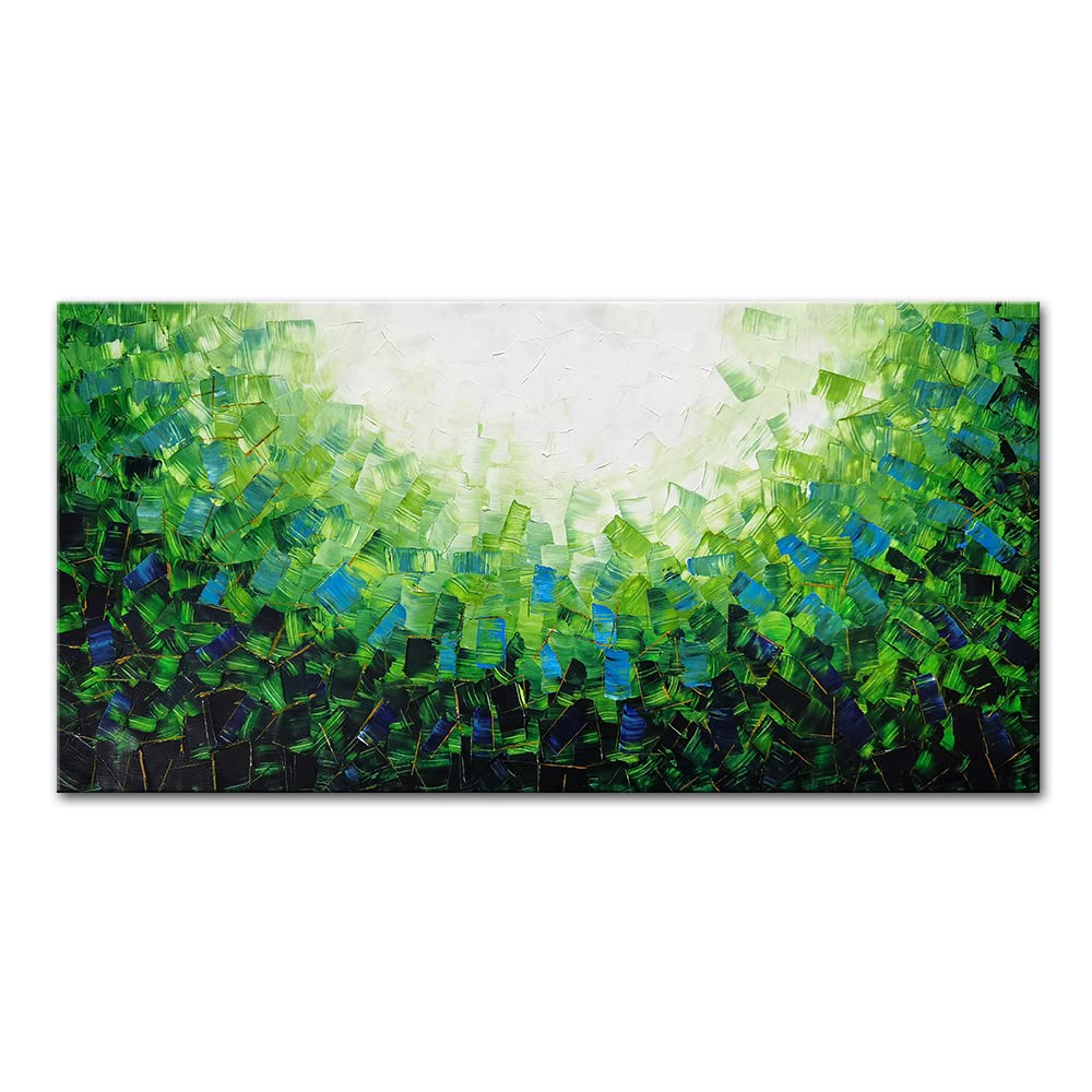 Mintura Obra de arte pintada a mano con bloques de color abstractos, arte de pared, lienzo acrílico, decoración de hotel, pinturas al óleo sobre lienzo (120 x 240 cm sin marco)