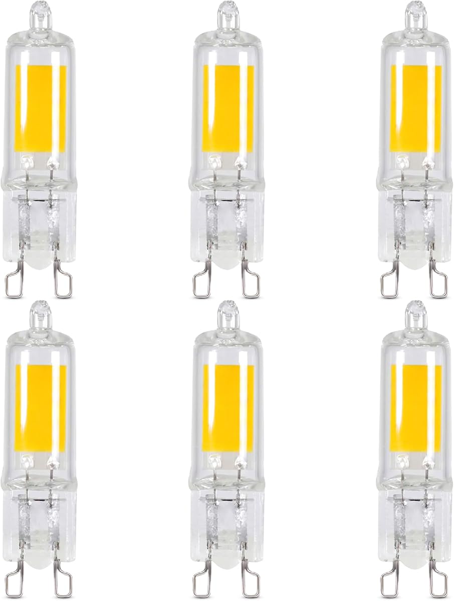 Feit Electric T4 LED Bulb G9 Base, Dimmable, 35W Equivalent, 3000K Warm White, 120V, 350 Lumens, 10,000 Hour Lifetime, UL Listed, BP35G9/830/LED/6, 6 Pack