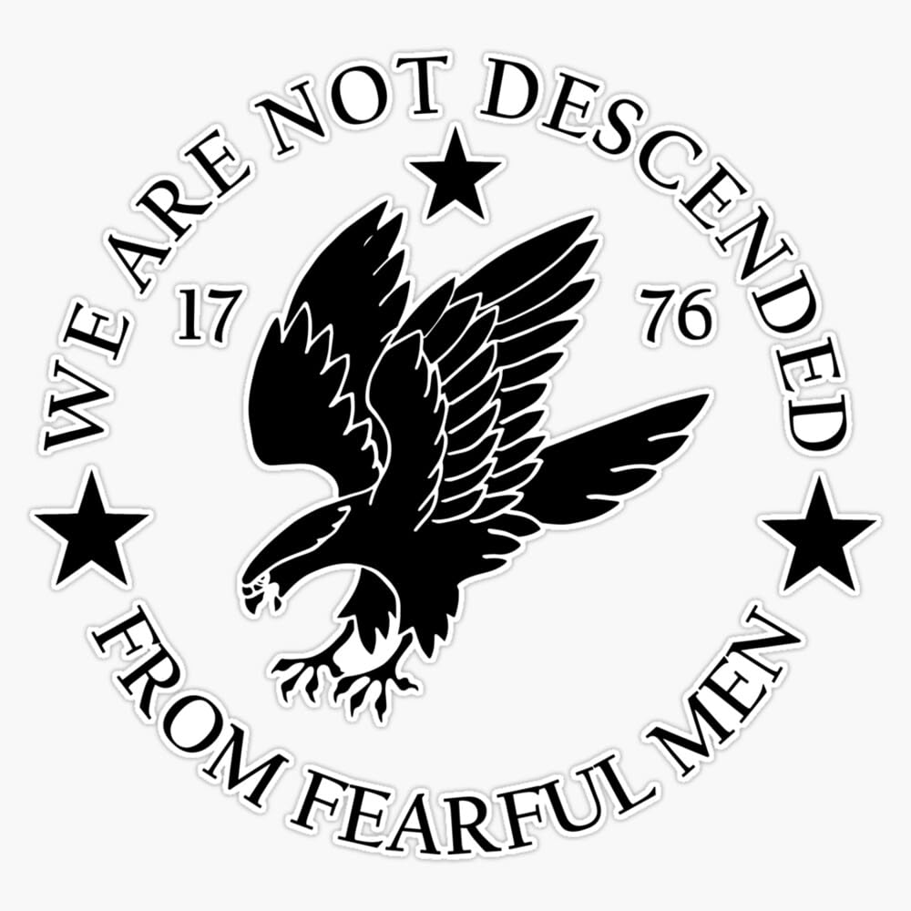 LAD Studio We are Not Descended from Fearful Men, Patriotic - 1776, Unisex, Gift for Dad, Conservative, Sublimated Window Bumper Sticker Decal 5""