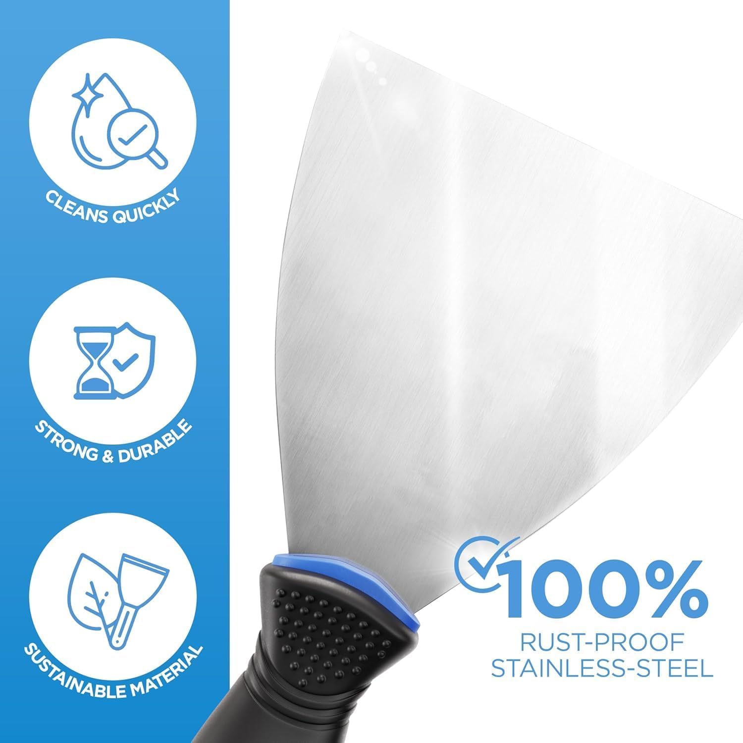 Yabingbos Kit De Spatules En Acier Inoxydable - 0,38 Mm Et 0,5 Mm D' épaisseur - 80 Cm / 60 Cm / 40 Cm / 25 Cm - Pour Grandes Surfaces De Travail, Décoration Murale Et Construction