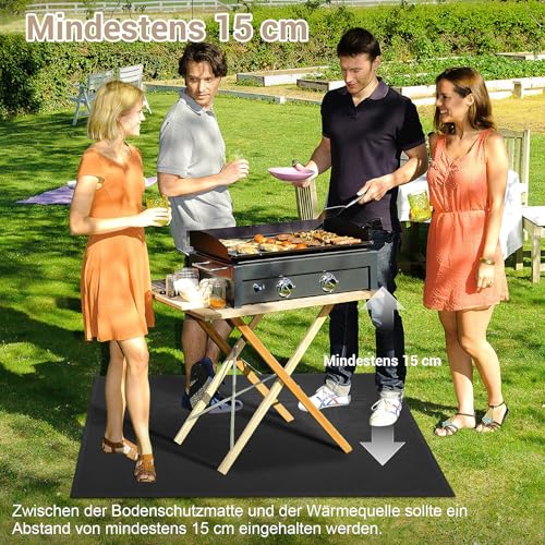 Mondoshop Feuerfeste Unterlage 100 × 150 cm- Bodenschutzmatte,Hitzeschutzmatte, Splatter Matte, Grillmatte für Gasgrill, Holzkohlegrill, Feuerschale, Kamin, Rasen, Terrasse, Camping & Outdoor BBQ