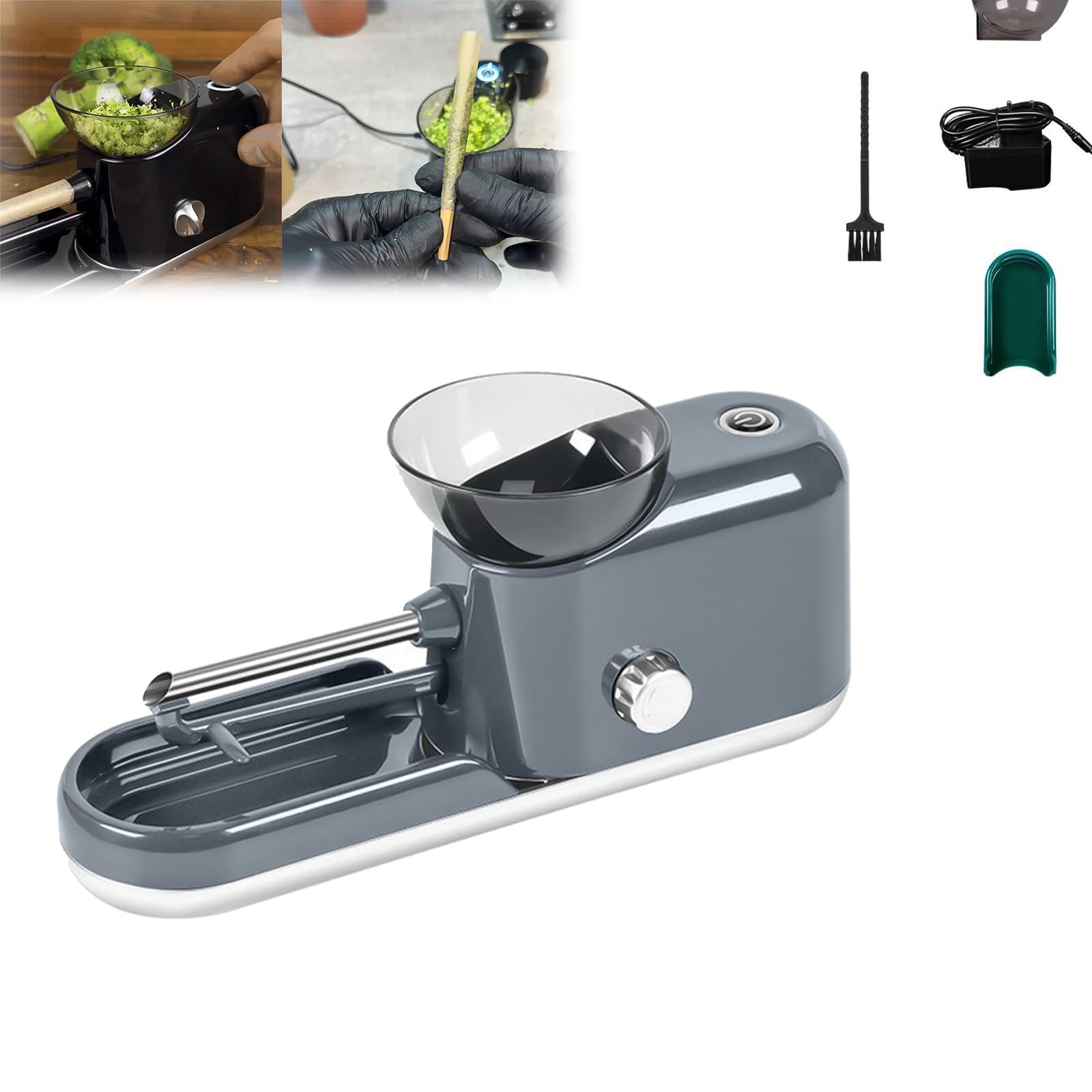 YOHFRFGX The Za Machine, 2024 New TheZaMachine, The Za Roller, Za Rolling Machine, Electric Cigarette Rolling Machine, Automatic Portable Herb Grinder 8mm Tube (Grey,6.5mm Tube)