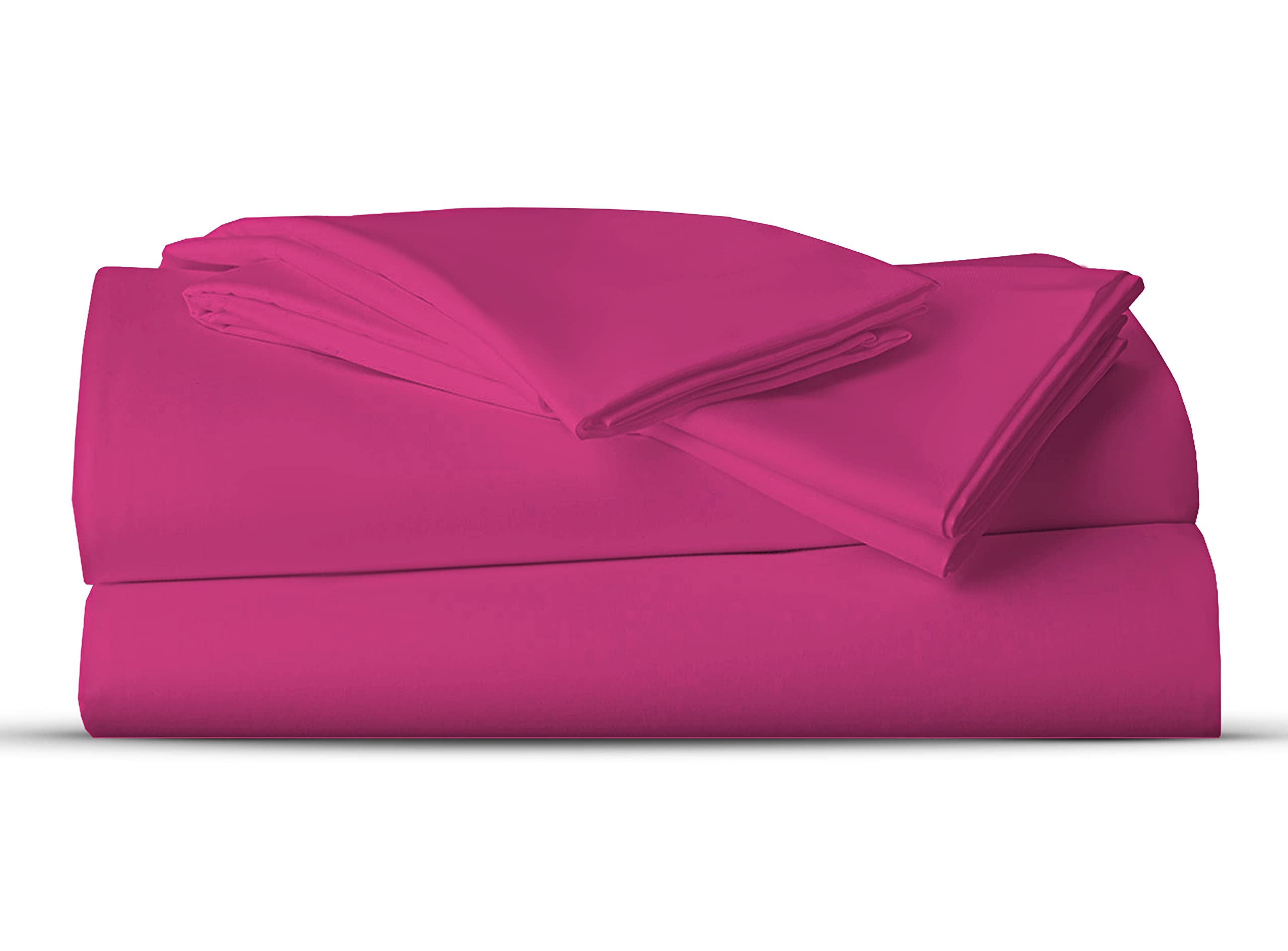 AATH COLLECTION Bed Sheet Set, 100% Egyptian Cotton, Easy Care & Super Soft 4 Pieces Bedding Set - Flat Sheet & Fitted Sheet with 2 Pillowcases (FUCHSIA, Super King)