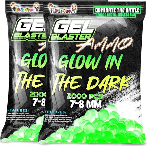Image of The Little Ones Gel Blaster Refill for Adults Age 15+ Years Above [4000 Rounds][Glow in The Dark],Ball Launcher [Pack of 2]