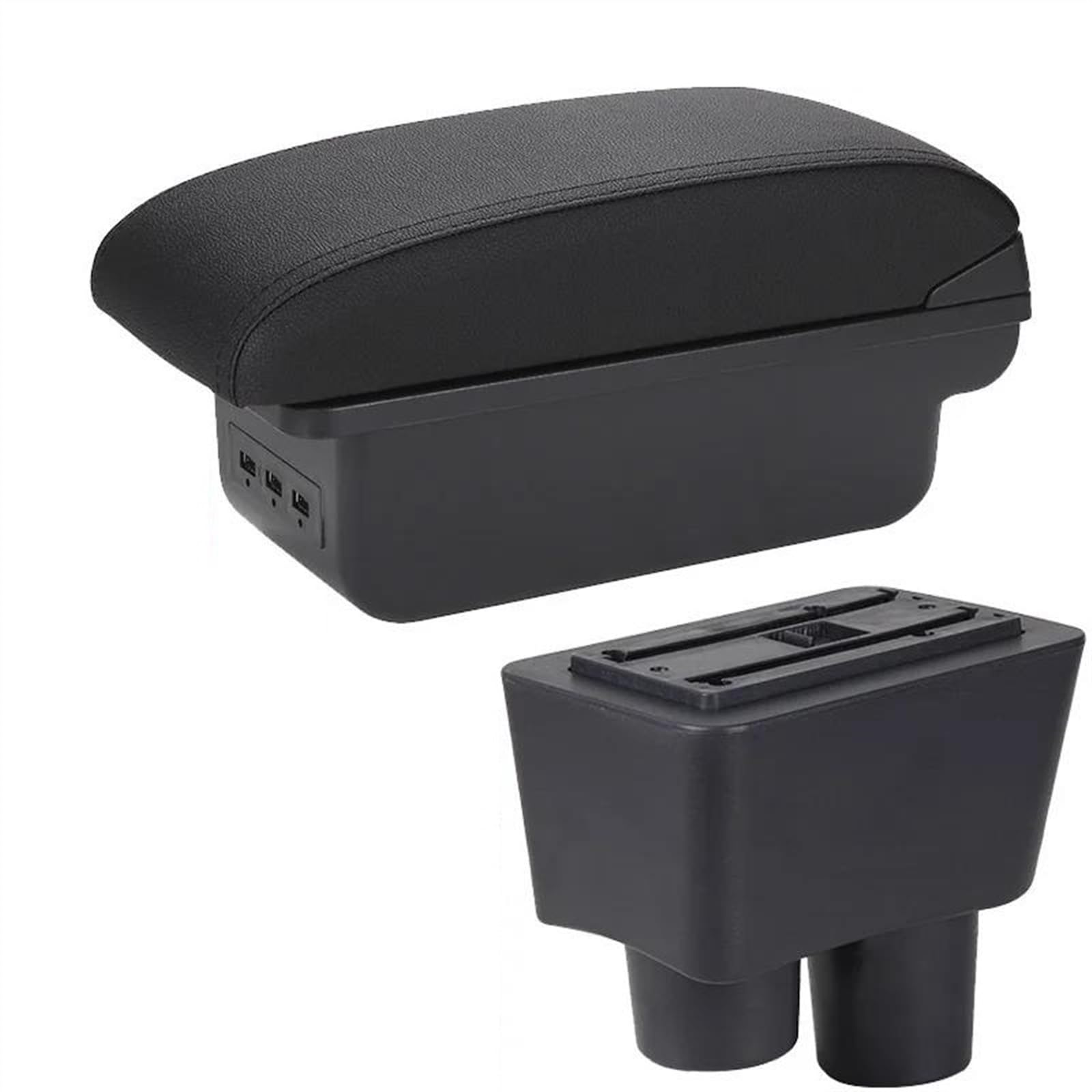 NOHEEU Rotatable Car Armrest Box Storage Accessories Interior Details Retrofit Parts For Almera For Versa(B2 Black line 3USB)