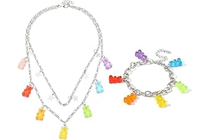 Candy-Colored Cuteness: Gummy Bear Necklace and Bracelet Set