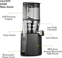 Vista 8 de Hurom H320 Cold Press Juicer Machine, Easy to Clean Masticating Slow Juicer, Coarse Strainers, Self-Feeding, Hands Free, Family Size, Quiet Motor