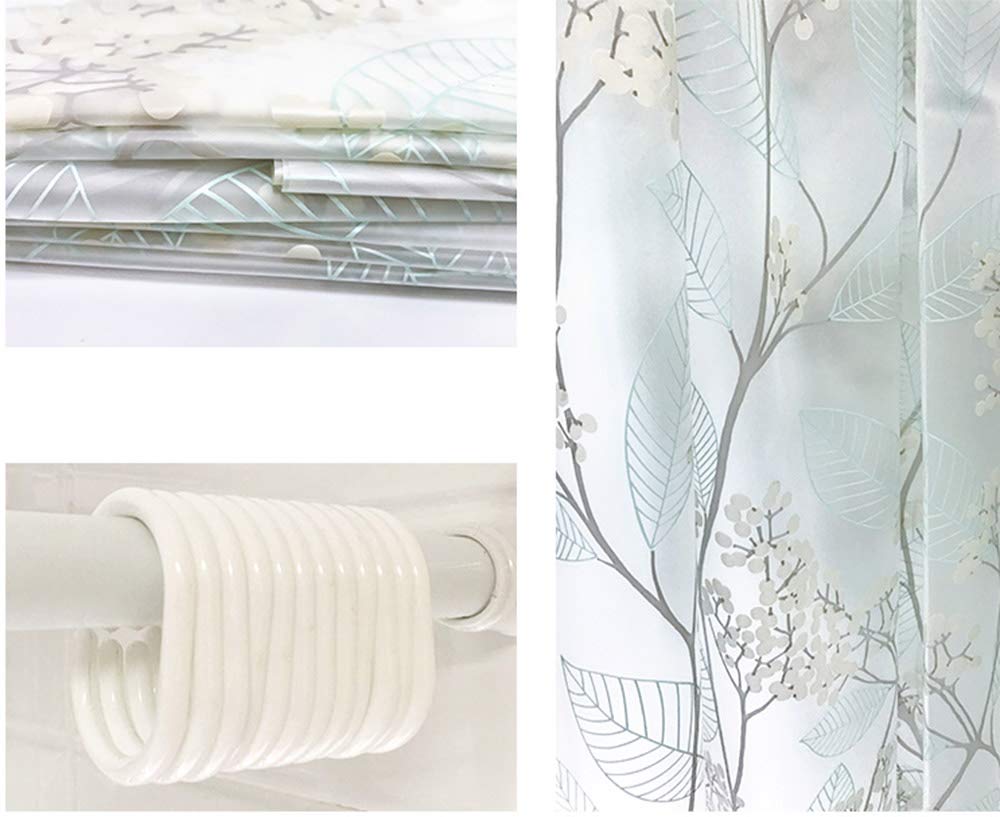 Shower Curtain Rideau de Douche imperméable, Rideau de Salle de Bains EVA résistant à la moisissure Rideaux de séparation Transparents avec Crochets Anneaux