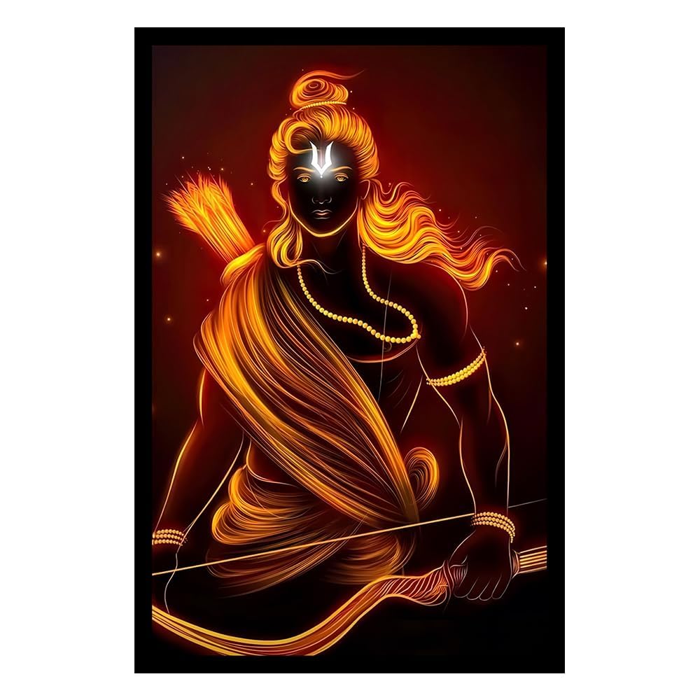 Cadre photo Lord Shree Ram jaune 25,4 x 38,1 cm contre les murs vides