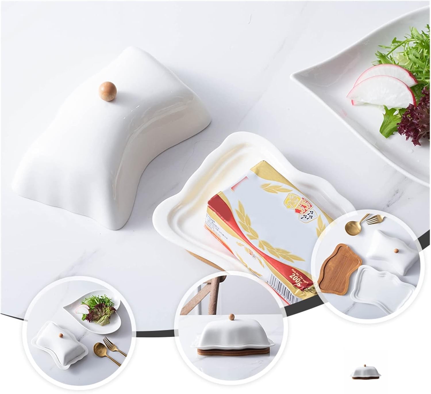 Butter Dishes Food Container Butter Plate with Lid Design Kitchen Dish Butter Container Keeps Your Butter Soft and Enhances Kitchen Decor Butter Container