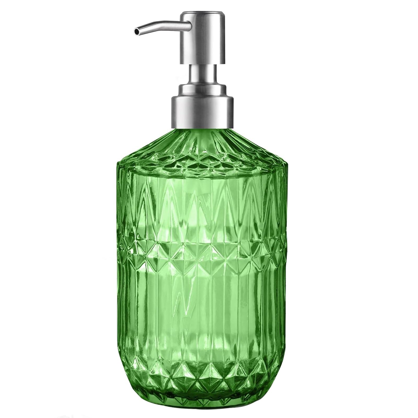 Kxaoxgrc Grn Glass Soap Lotion Dispenser Set, Glass Soap Dispenser 13 Oz Refillable For Multi Liquids Kitchen Multicolor(Grn)