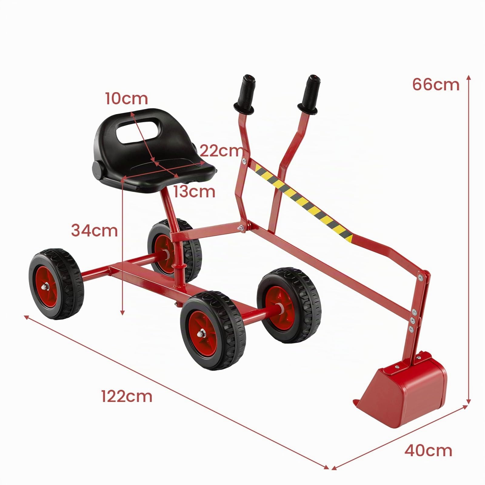 GOPLUS Juguete Excavadora para Niños, Juguete Construcción Infantil con Asiento Giratorio 360°, 2 Brazos y 4 Ruedas Antideslizantes, Mango de Goma, Arena Tierra Nieve, para Niños de 3+Años (Rojo)