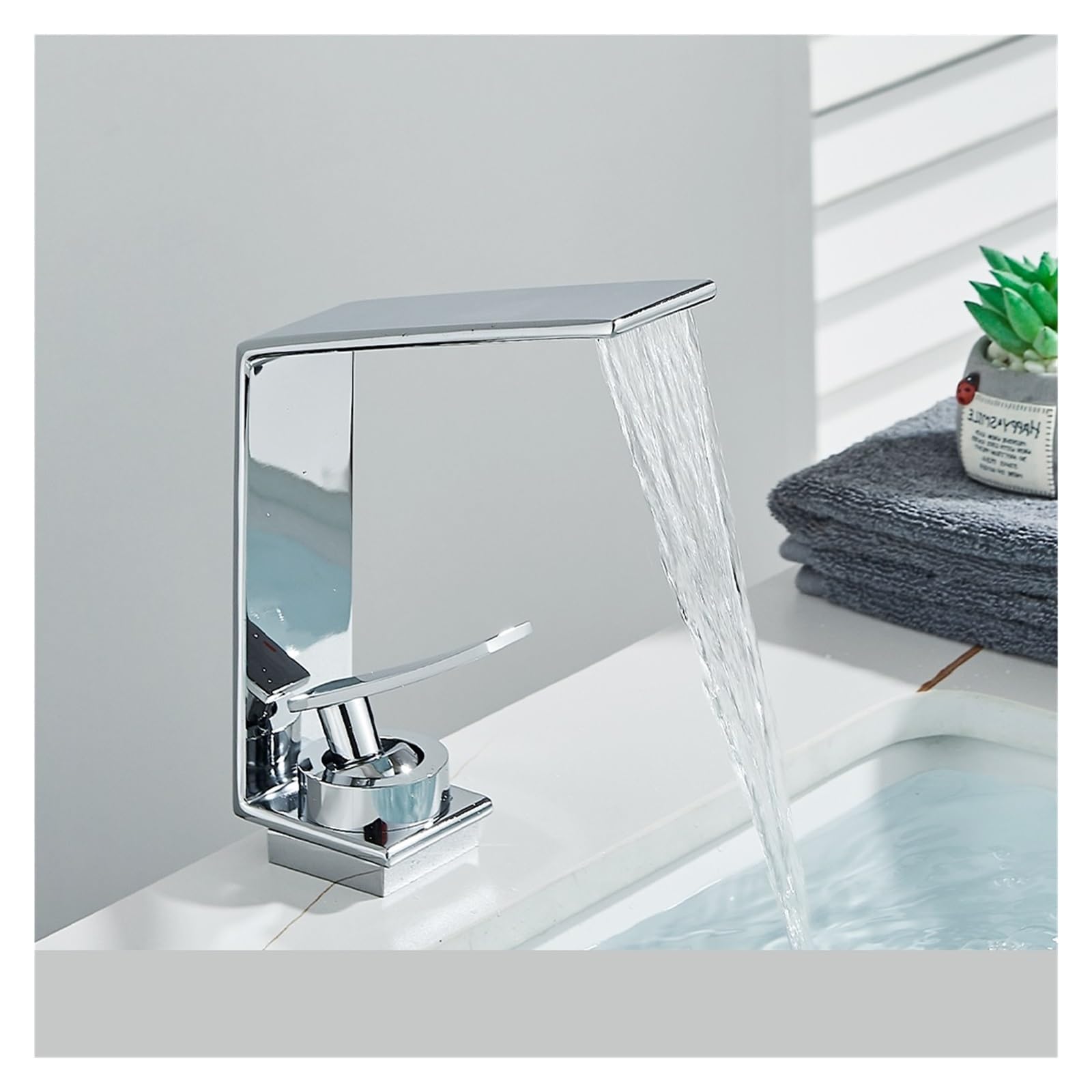 Robinet mitigeur cascade eau chaude et froide pour vasque chic