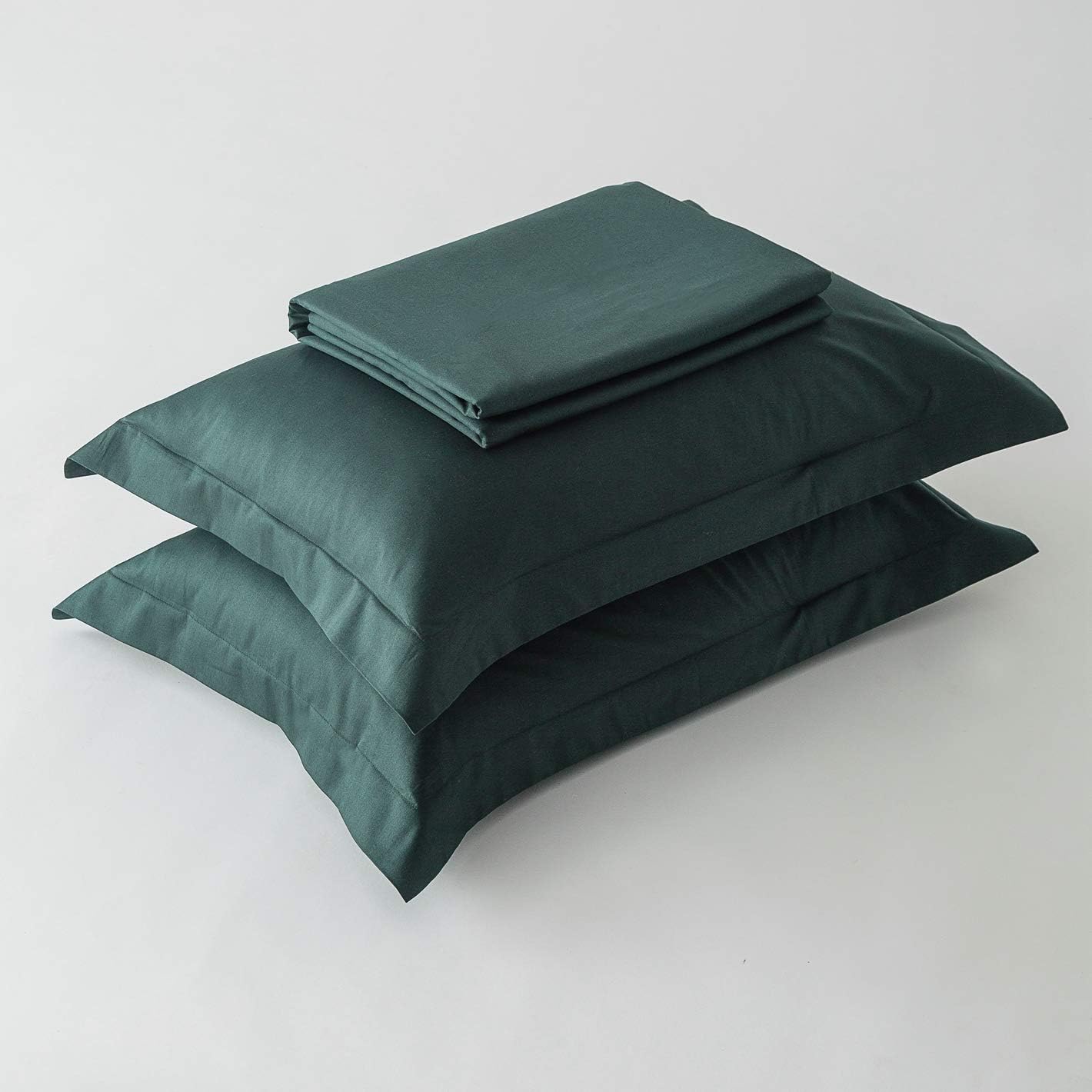 SUSYBAO Emerald Green Duvet Cover King 100% Cotton 3 Pcs Set 1 Soft Dark Green Duvet Cover with Zipper Ties 2 Pillow Shams Solid Color Retro Forest Green Bedding Set Soft