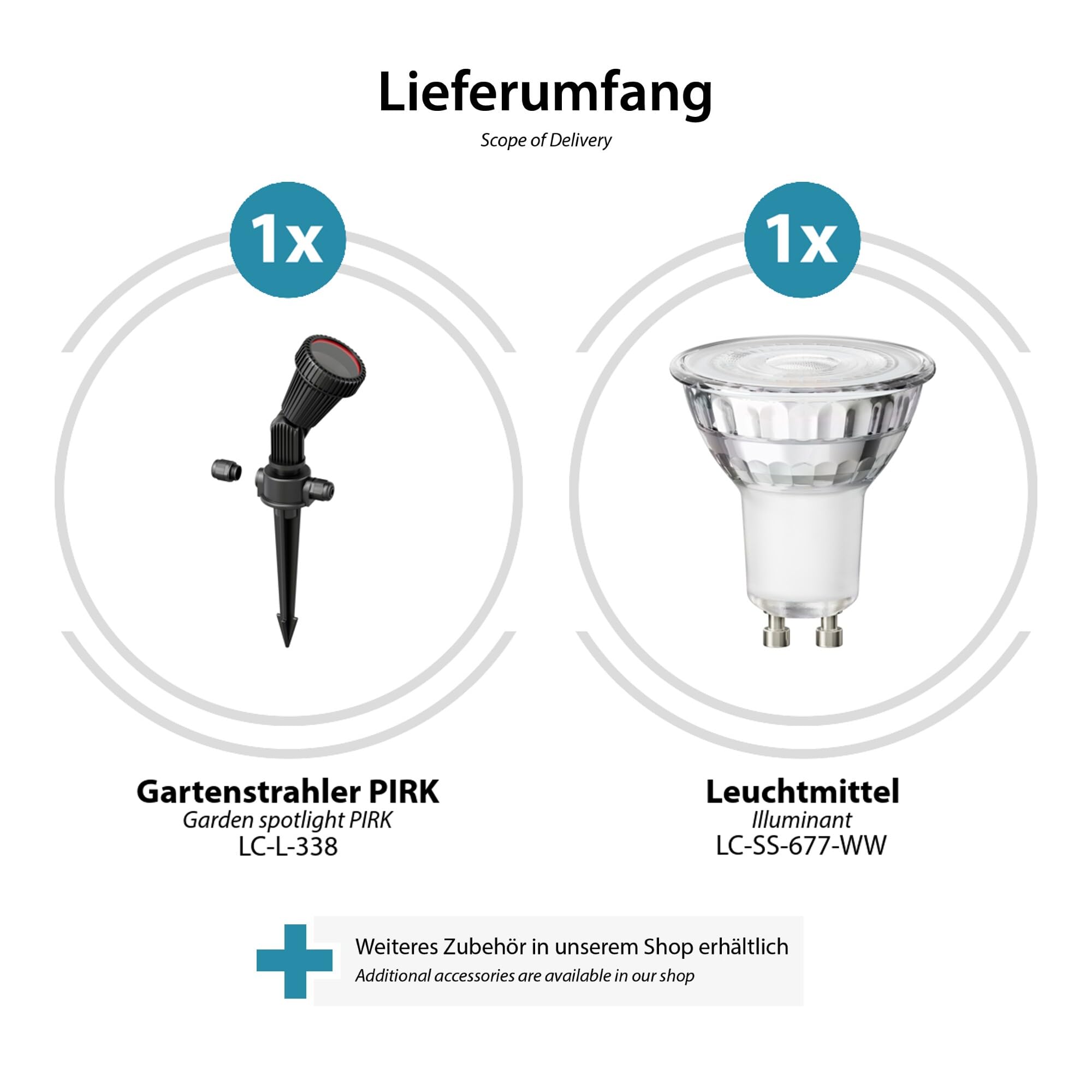 ledscom.de 6 focos de jardín con estaca PIRK para exterior, negros, con bombilla LED GU10 incluida (blanco cálido, 7,6 W, 1103 lm cada uno, 33°)