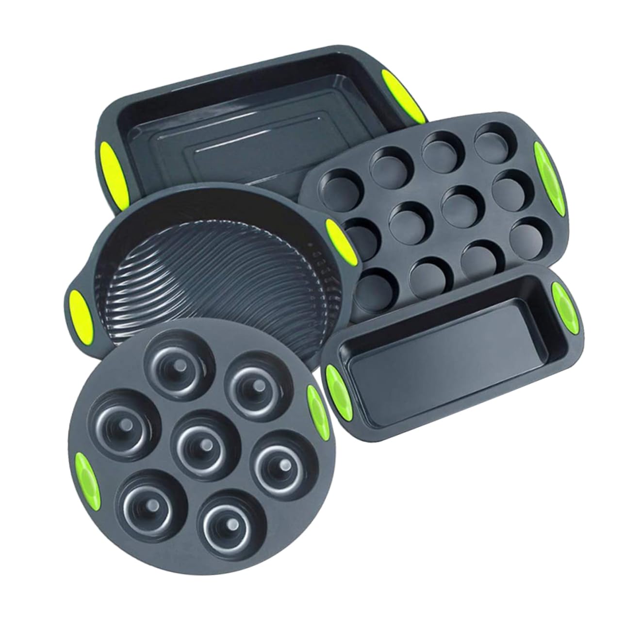 SHOWERORO 5pièces Moule à Gâteau Silicone Pratique Outils De Pâtisserie Résistants à Haute Température Pour Cuisine Couleur Grise