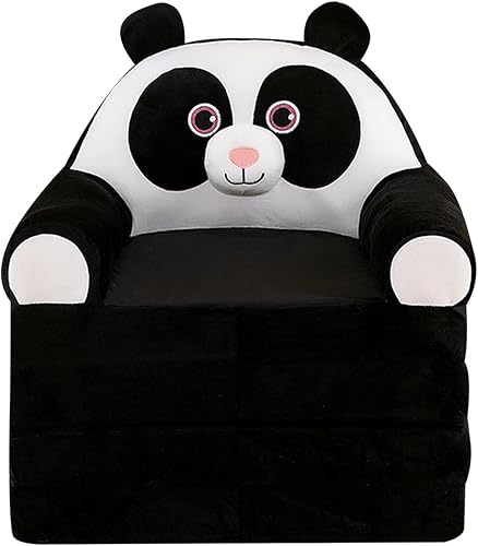 Miniatura 1 de Sofá plegable de felpa para niños, respaldo 2 en 1, sofá plegable para niños, lindo sofá perezoso de dibujos animados, sofá cama abierto para sala