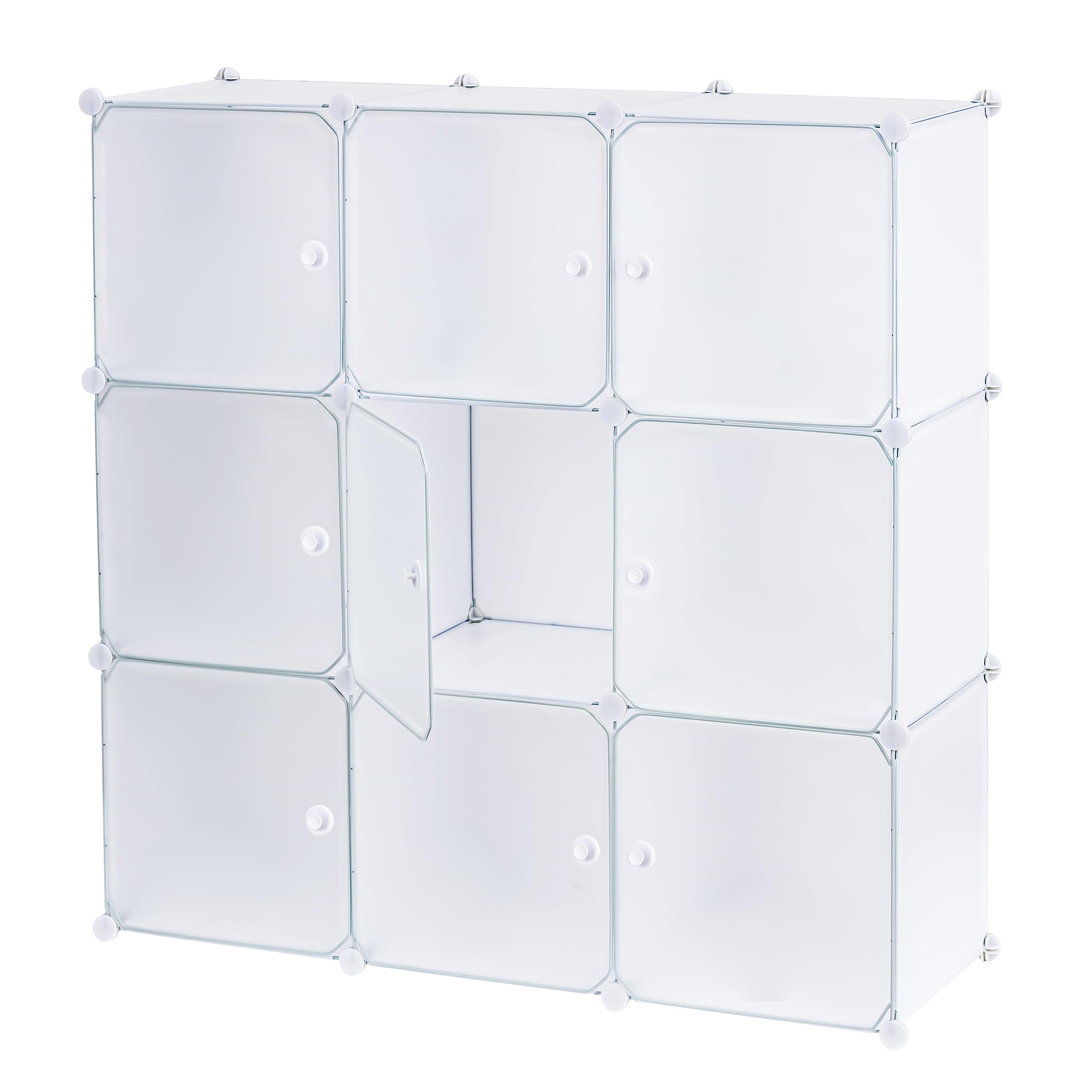 Baroni Home Mueble Modular de Almacenamiento de Espacio, Organizador con Compartimentos Apilables de Plástico para Dormitorio, Cabina Armario, Entrada, Blanco, 9 Compartimentos