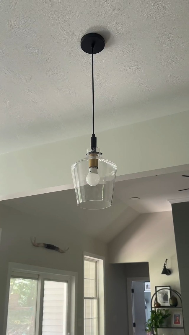 Image of Seeded Glass Pendant Lighting for Kitchen Island 1 Pack Black Gold 8 Inch | Adjustable cord Dimmable, E26 bulbs, Rust-resistant Damp Rated For Bathrooms, 5-Year Manufacturer Warranty, UL Certification