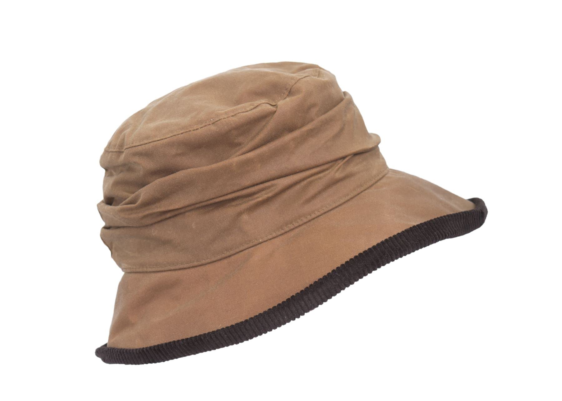 WALKER AND HAWKES - Womens Olive British Millerain Waxed Cotton Diana Country Hat - Beige - XS/S (56cm/57cm)