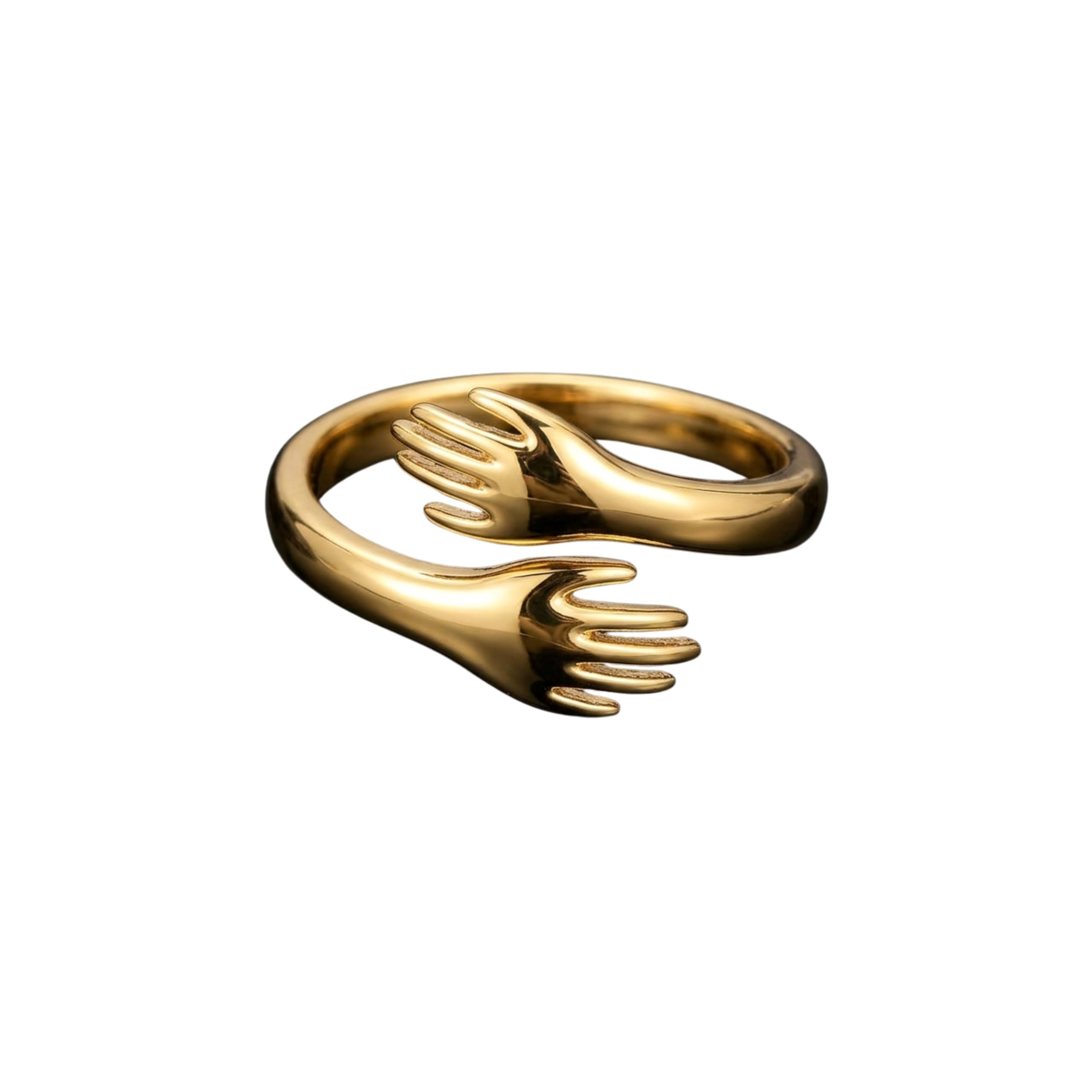 Gold Hugging Hands Ring for Women | Adjustable Open Finger Ring | Love & Promise Symbol Ring | Anti Tarnish Minimalist Fashion Jewelry Gift for Girls, Wife, Girlfriend-image-34